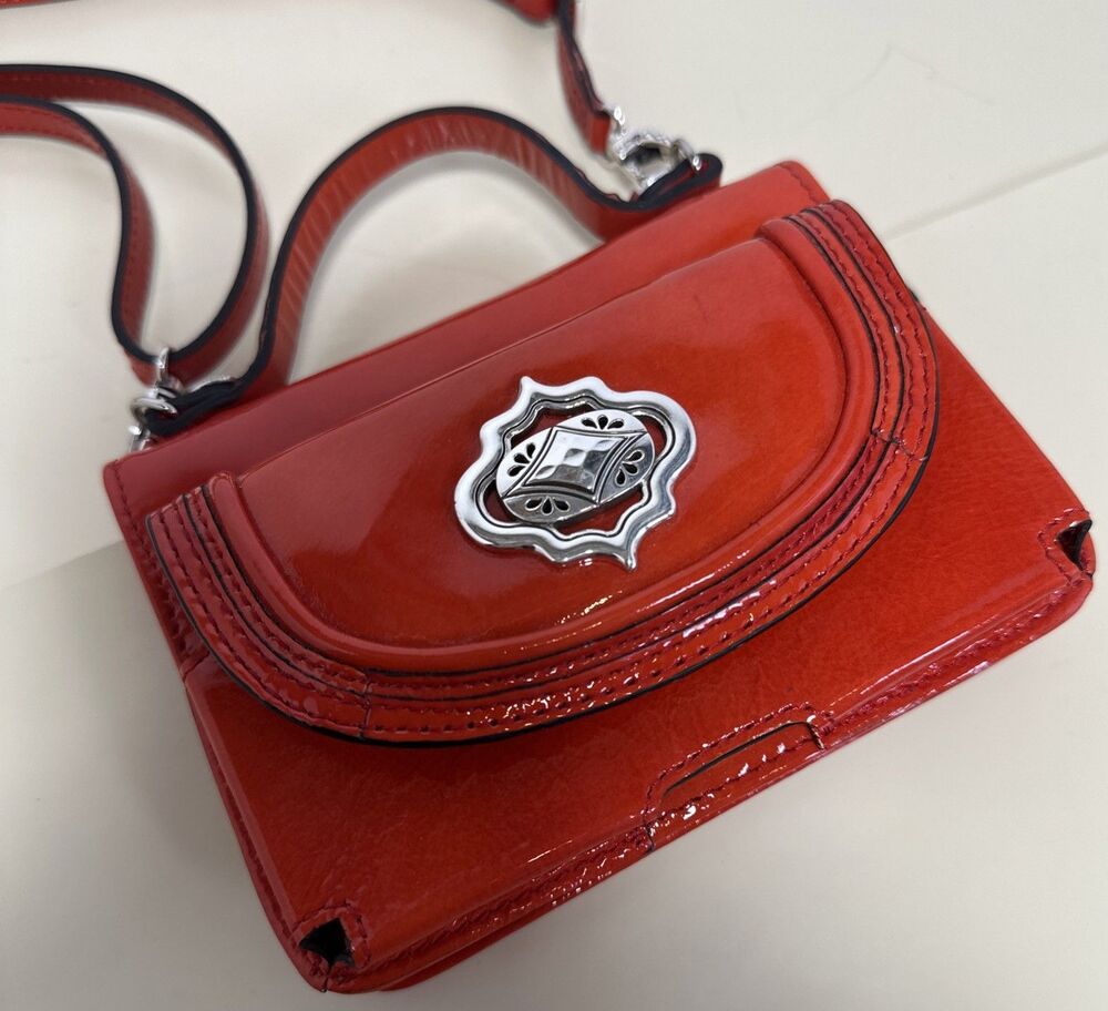 Brighton Mini Handle Bag Removable Crossbody Strap Patent Leather Red Rare